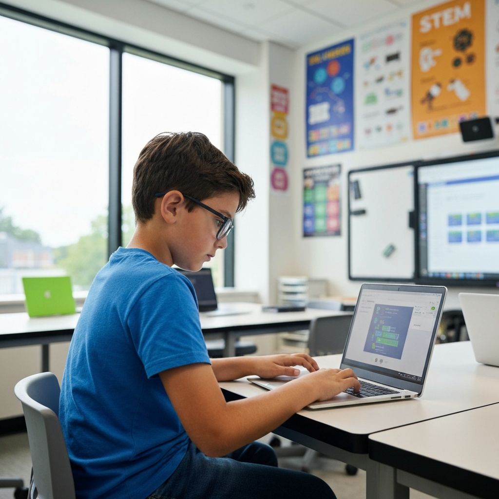Child using educational software